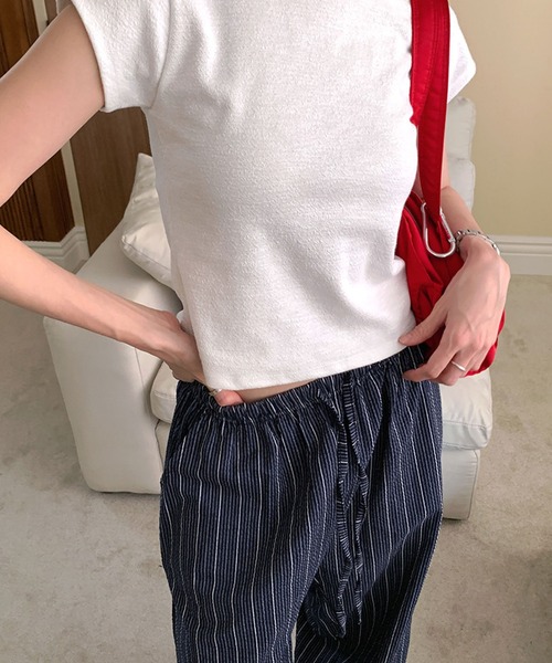 2ly2(トゥーリートゥー)の「ストライプ柄 イージーワイドパンツ レディース リラックスパンツ(その他パンツ・レディース・ネイビー・FREE)」の12枚目の写真