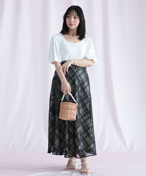 Ruwan yu(ルワンユー)の「リブT×シアージャガードチェックドッキングワンピース【大きいサイズ対応】(ワンピース・レディース・アイボリー/ブラック・LL/3L/4L/5L)」の21枚目の写真