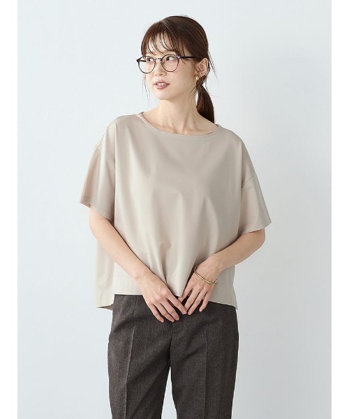 Perfect Suit FActory(パーフェクトスーツファクトリー)の「ドルマンスムーストップス(Tシャツ/カットソー・レディース・オフホワイト/ベージュ/ネイビー・M)」の1枚目の写真