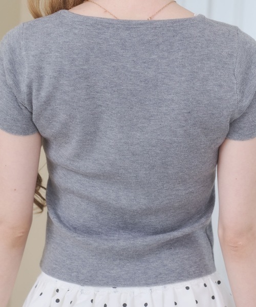 Rmine(アールマイン)の「フロントレース リボン リブ トップス(半袖)(Tシャツ/カットソー・レディース・ブルー/グレー/ピンク・FREE)」の20枚目の写真