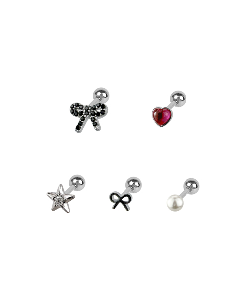 VVV（ブイブイブイ）の「[SET]フェアリーリボンスターピアス（ピアス（両耳用）・レディース・ピンク/ブラック・FREE）」の3枚目の写真