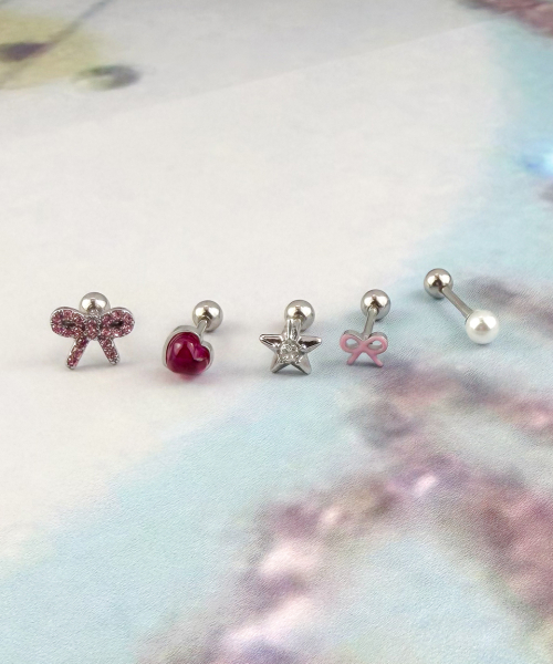 VVV（ブイブイブイ）の「[SET]フェアリーリボンスターピアス（ピアス（両耳用）・レディース・ピンク/ブラック・FREE）」の6枚目の写真