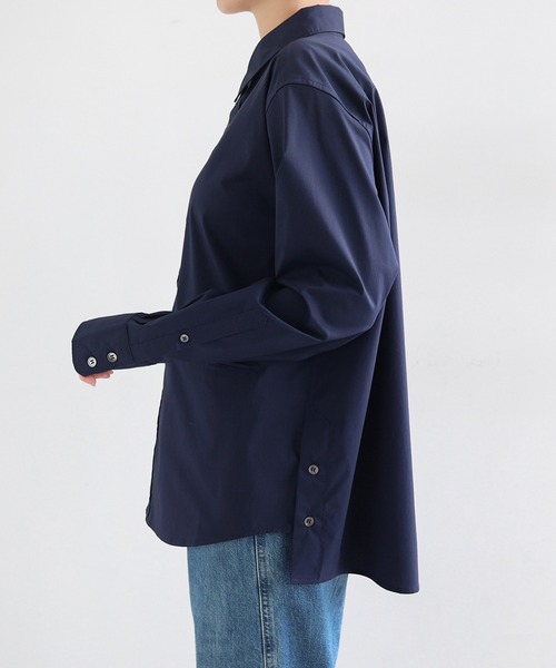 evernavy(エバーネイビー)の「イージーケアオフセットシャツブラウス(シャツ/ブラウス・レディース・サックスブルー/ホワイト/ネイビー・M)」の5枚目の写真