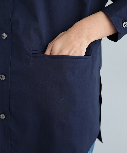 evernavy(エバーネイビー)の「イージーケアオフセットシャツブラウス(シャツ/ブラウス・レディース・サックスブルー/ホワイト/ネイビー・M)」の11枚目の写真