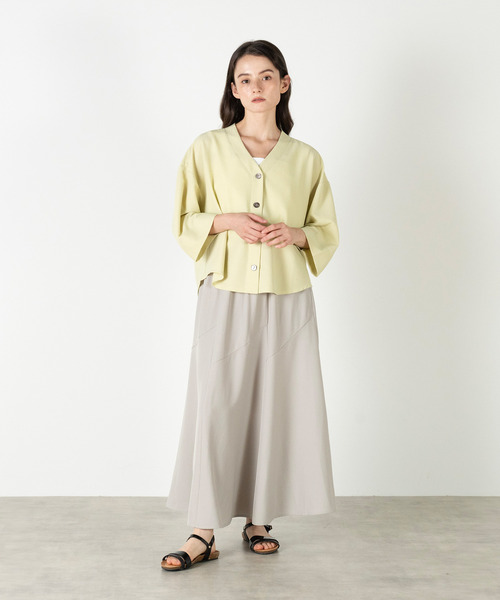 MELROSE claire(メルローズ クレール)の「【Vネックカットカーディガン】(カーディガン/ボレロ・レディース・ブラック/ブラウン/イエロー・FREE)」の4枚目の写真