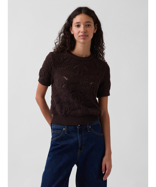 GAP(ギャップ)の「コットン100% クロシェ セーター(ニット/セーター・レディース・ブラウン/アイボリー/その他・XXS/XS/S/M/L/XL)」の3枚目の写真