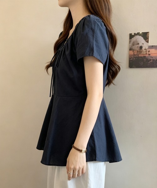 Miniministore（ミニミニストア）の「ペプラムブラウス ウエストマークトップス（シャツ/ブラウス・レディース・ネイビー/ホワイト・FREE）」の11枚目の写真