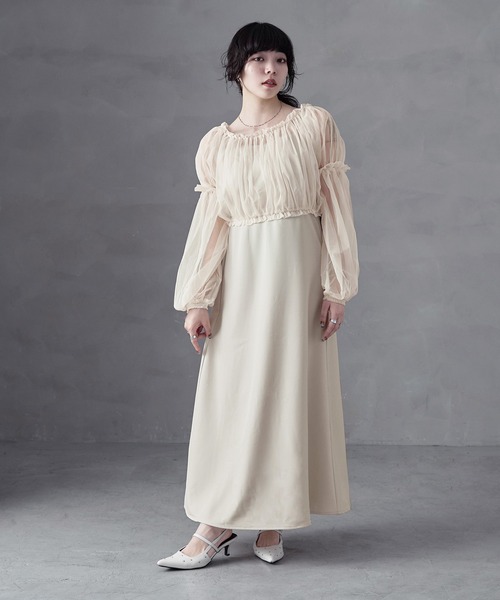 aity(アイティ)の「チュールバルーン袖ブラウス×キャミワンピ セットアップ オケージョンドレス ワンピース ドレス パーティー 結婚式(ドレス・レディース・ブラック/グレー/アイボリー・M)」の11枚目の写真