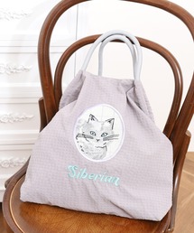 猫刺繍ロープハンドルトート