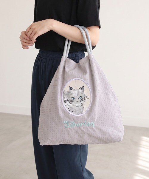 FUNALIVE（ファンアライブ）の「猫刺繍ロープハンドルトート（トートバッグ・レディース・グレー・FREE）」の10枚目の写真