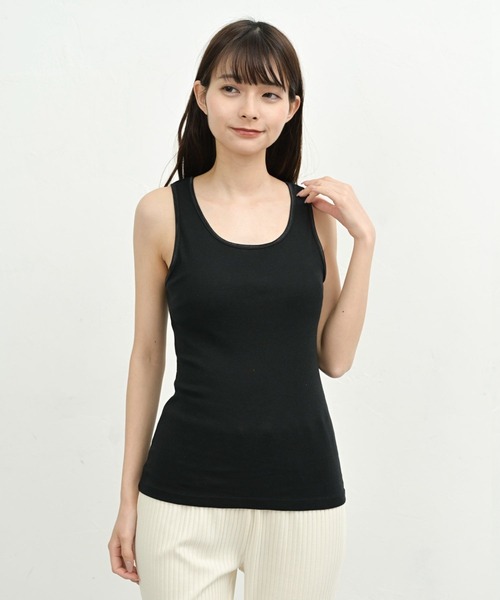 FashionBerry(ファッションベリー)の「綿100% タンクトップ キャミソール|インナー|ノースリーブ|レイヤード|ベーシック|オールシーズン(タンクトップ・レディース・ブラック系その他2/ホワイト系その他2/グレー系その他2/ホワイト系その他/ブラック系その他/グレー系その他・M/L/LL)」の4枚目の写真
