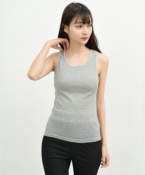 FashionBerry(ファッションベリー)の「綿100% タンクトップ キャミソール|インナー|ノースリーブ|レイヤード|ベーシック|オールシーズン(タンクトップ・レディース・ブラック系その他2/ホワイト系その他2/グレー系その他2/ホワイト系その他/ブラック系その他/グレー系その他・M/L/LL)」の6枚目の写真