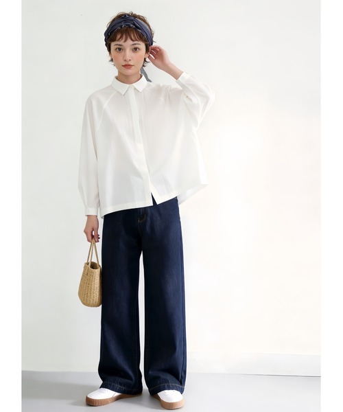 Sew loop(ソーループ)の「BOXYドルマンスリーブルーズフィットブラウスシャツ(シャツ/ブラウス・レディース・ホワイト/ライトブルー/グレー・FREE)」の11枚目の写真