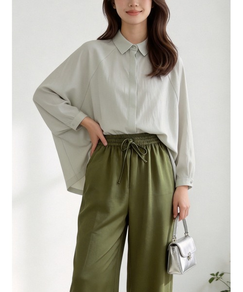 Sew loop(ソーループ)の「BOXYドルマンスリーブルーズフィットブラウスシャツ(シャツ/ブラウス・レディース・ホワイト/ライトブルー/グレー・FREE)」の4枚目の写真