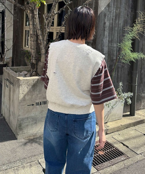 CANAL JEAN（キャナルジーン）の「HARING　スウェットダメージベスト（スウェット・レディース・オートミール・ONE SIZE）」の2枚目の写真