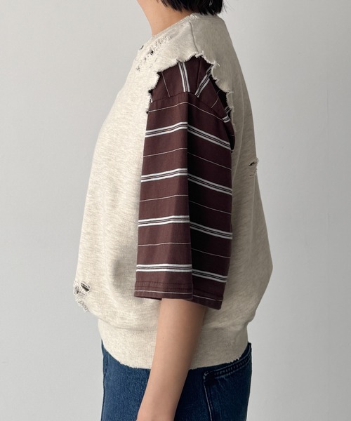 CANAL JEAN（キャナルジーン）の「HARING　スウェットダメージベスト（スウェット・レディース・オートミール・ONE SIZE）」の5枚目の写真