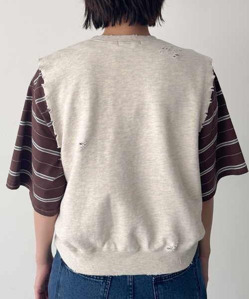 CANAL JEAN（キャナルジーン）の「HARING　スウェットダメージベスト（スウェット・レディース・オートミール・ONE SIZE）」の6枚目の写真