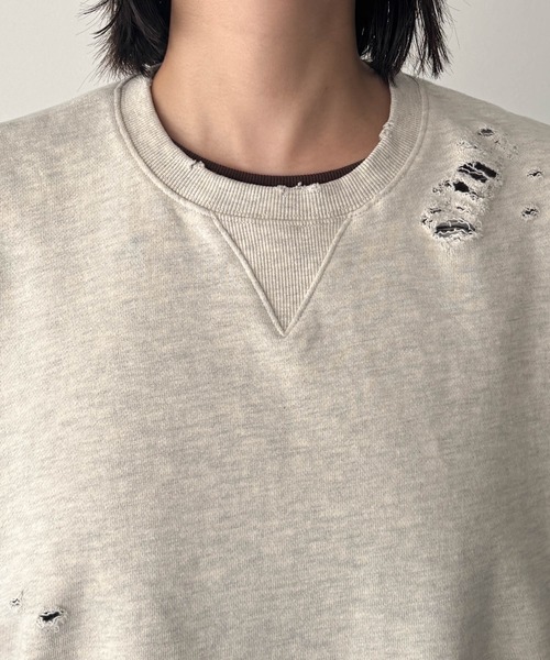 CANAL JEAN（キャナルジーン）の「HARING　スウェットダメージベスト（スウェット・レディース・オートミール・ONE SIZE）」の7枚目の写真