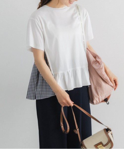 Sono(ソーノ)の「【新作 8/5発売】【SONO/ソーノ】スクランブル ハイブリッドTEE(Tシャツ/カットソー・レディース・ホワイト×ネイビー/ブラック・F)」の4枚目の写真
