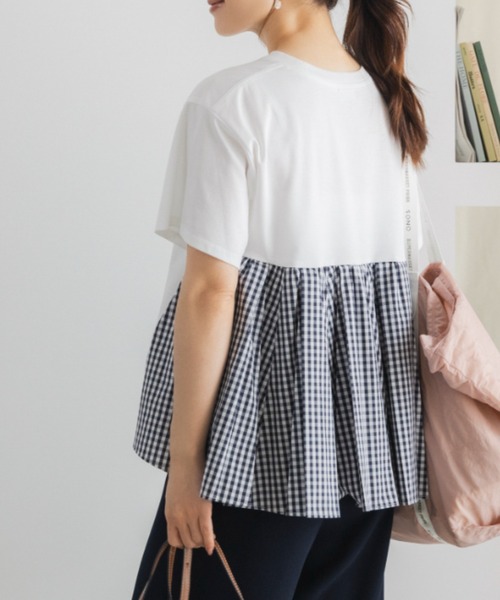 Sono(ソーノ)の「【新作 8/5発売】【SONO/ソーノ】スクランブル ハイブリッドTEE(Tシャツ/カットソー・レディース・ホワイト×ネイビー/ブラック・F)」の5枚目の写真