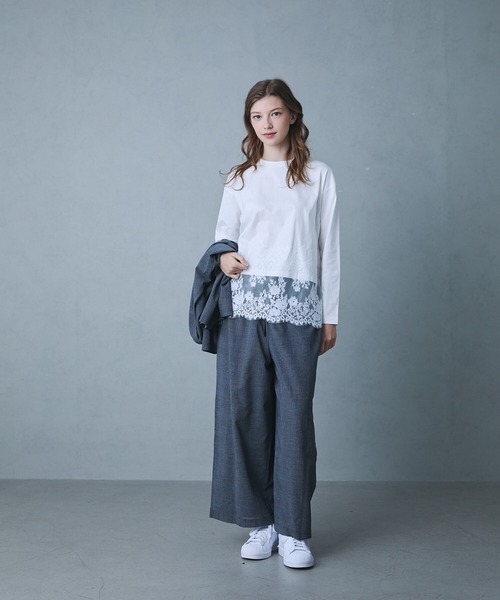 etre relie(エトレリー)の「裾レースロンT(Tシャツ/カットソー・レディース・ブラック/モカ/オフホワイト・MEDIUM)」の5枚目の写真
