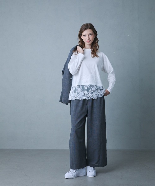 etre relie(エトレリー)の「裾レースロンT(Tシャツ/カットソー・レディース・ブラック/モカ/オフホワイト・MEDIUM)」の7枚目の写真