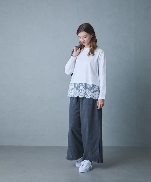 etre relie(エトレリー)の「裾レースロンT(Tシャツ/カットソー・レディース・ブラック/モカ/オフホワイト・MEDIUM)」の9枚目の写真