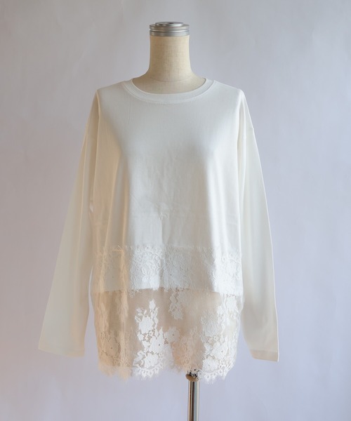 etre relie(エトレリー)の「裾レースロンT(Tシャツ/カットソー・レディース・ブラック/モカ/オフホワイト・MEDIUM)」の10枚目の写真