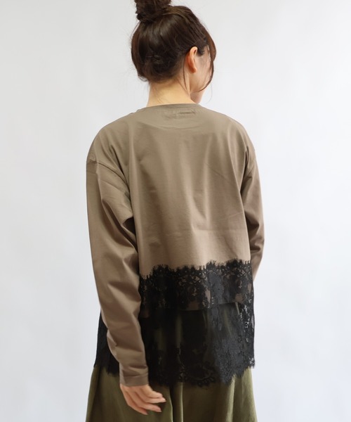 etre relie(エトレリー)の「裾レースロンT(Tシャツ/カットソー・レディース・ブラック/モカ/オフホワイト・MEDIUM)」の12枚目の写真