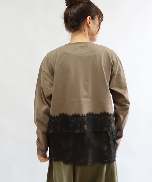 etre relie(エトレリー)の「裾レースロンT(Tシャツ/カットソー・レディース・ブラック/モカ/オフホワイト・MEDIUM)」の13枚目の写真