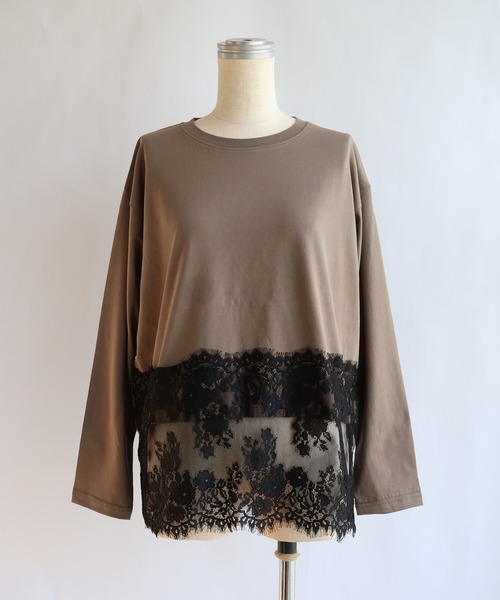 etre relie(エトレリー)の「裾レースロンT(Tシャツ/カットソー・レディース・ブラック/モカ/オフホワイト・MEDIUM)」の16枚目の写真