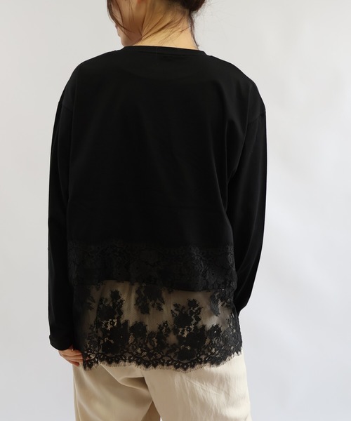 etre relie(エトレリー)の「裾レースロンT(Tシャツ/カットソー・レディース・ブラック/モカ/オフホワイト・MEDIUM)」の19枚目の写真