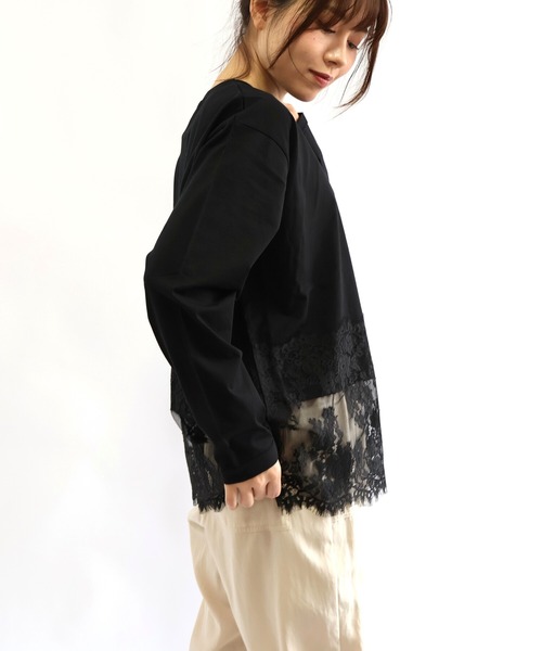etre relie(エトレリー)の「裾レースロンT(Tシャツ/カットソー・レディース・ブラック/モカ/オフホワイト・MEDIUM)」の20枚目の写真