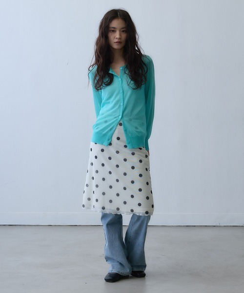 Clum(クルム)の「sheer knit cardigan / シアーニットカーディガン(カーディガン/ボレロ・レディース・ターコイズブルー/グレー・FREE)」の18枚目の写真