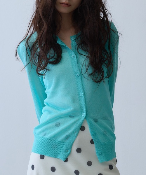 Clum(クルム)の「sheer knit cardigan / シアーニットカーディガン(カーディガン/ボレロ・レディース・ターコイズブルー/グレー・FREE)」の22枚目の写真