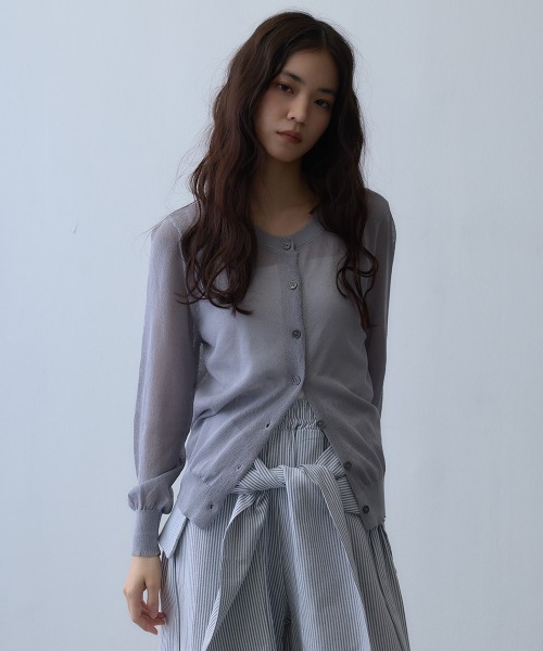Clum(クルム)の「sheer knit cardigan / シアーニットカーディガン(カーディガン/ボレロ・レディース・ターコイズブルー/グレー・FREE)」の15枚目の写真