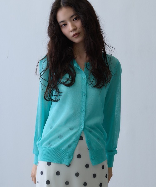 Clum(クルム)の「sheer knit cardigan / シアーニットカーディガン(カーディガン/ボレロ・レディース・ターコイズブルー/グレー・FREE)」の14枚目の写真