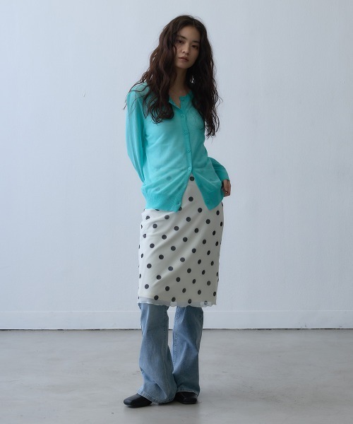 Clum(クルム)の「sheer knit cardigan / シアーニットカーディガン(カーディガン/ボレロ・レディース・ターコイズブルー/グレー・FREE)」の6枚目の写真