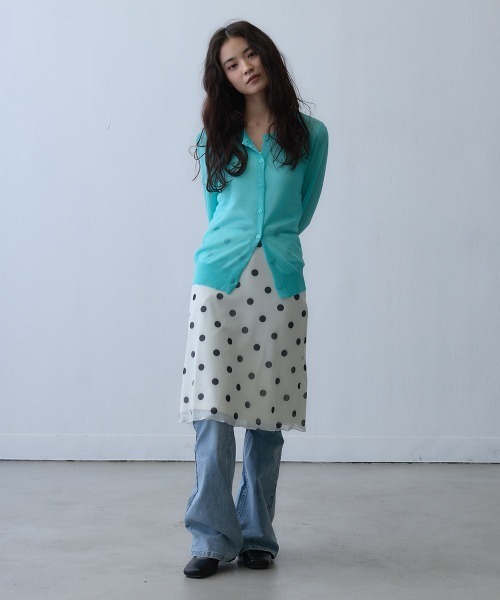 Clum(クルム)の「sheer knit cardigan / シアーニットカーディガン(カーディガン/ボレロ・レディース・ターコイズブルー/グレー・FREE)」の5枚目の写真