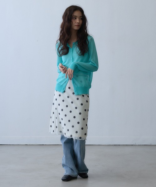 Clum(クルム)の「sheer knit cardigan / シアーニットカーディガン(カーディガン/ボレロ・レディース・ターコイズブルー/グレー・FREE)」の4枚目の写真