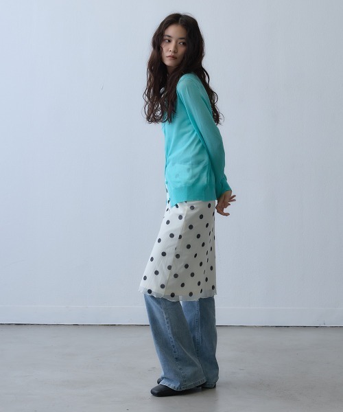 Clum(クルム)の「sheer knit cardigan / シアーニットカーディガン(カーディガン/ボレロ・レディース・ターコイズブルー/グレー・FREE)」の3枚目の写真