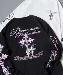Cross Rogo Print T-Shirt/クロスロゴ バックプリント 袖プリント オーバーサイズ ロンT 長袖Tシャツ