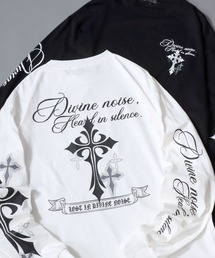 Cross Rogo Print T-Shirt/クロスロゴ バックプリント 袖プリント オーバーサイズ ロンT 長袖Tシャツ