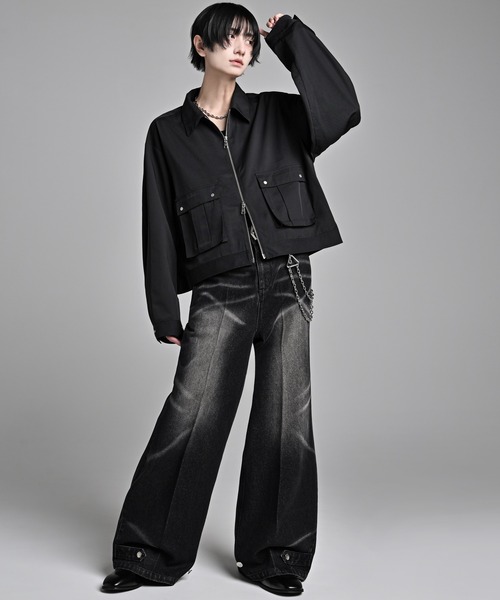 ADRER（アドラー）の「Military Gimmick Long Sleeve Shirt Blouson / ミリタリーギミックロングスリーブシャツブルゾン（ブルゾン・メンズ・ブラック/ワイン/チャコールグレー・XS/S/M/L）」の6枚目の写真