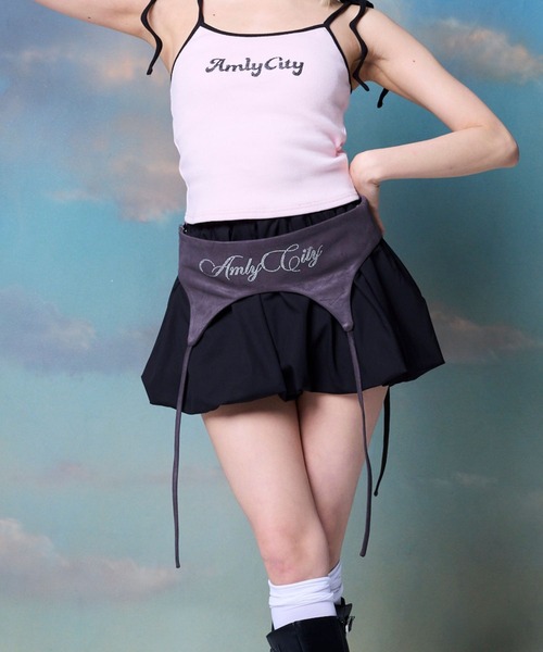 Amly City（アンリーシティ）の「ガーター風バルーンミニパンツ（その他パンツ・レディース・ブラック/ホワイト/ブラック×ホワイト・FREE）」の8枚目の写真