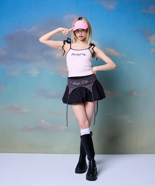 Amly City（アンリーシティ）の「ガーター風バルーンミニパンツ（その他パンツ・レディース・ブラック/ホワイト/ブラック×ホワイト・FREE）」の9枚目の写真