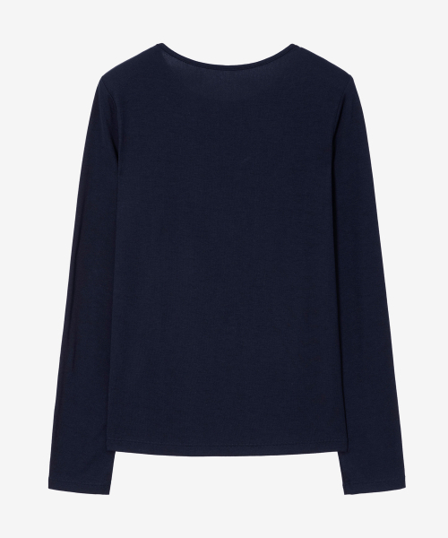MIND BRIDGE WOMEN（マインドブリッジウーマン）の「[W] ベーシック ラウンドネック エッセンシャル 長袖 Tシャツ - 2色（Tシャツ/カットソー・レディース・ホワイト/ネイビー・SMALL/MEDIUM）」の6枚目の写真