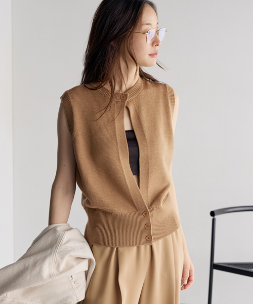 plage(プラージュ)の「2Way Knit ベスト(ベスト・レディース・チャコールグレー/ベージュ・FREE)」の2枚目の写真