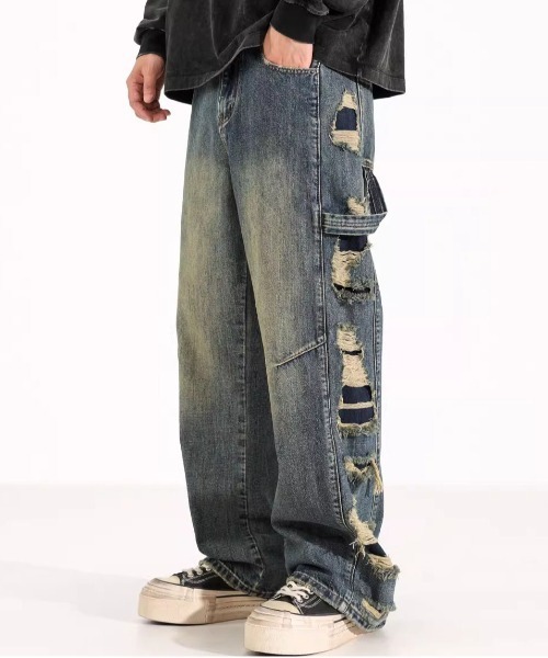 DOUBLE STEAL(ダブルスティール)の「DSクラッシュワイドデニムパンツ(デニムパンツ・メンズ・ブルー・X-LARGE/LARGE/MEDIUM/SMALL)」の2枚目の写真