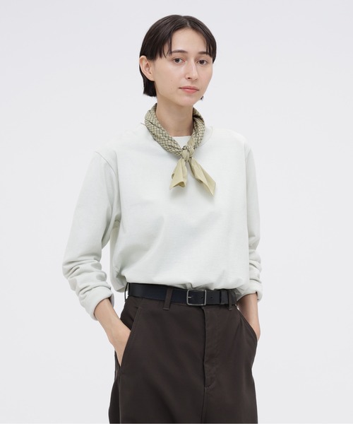 MHL.（エムエイチエル）の「MATTE COTTON JERSEY（Tシャツ/カットソー・レディース・ボルドー/オフホワイト/グレー・2）」の2枚目の写真